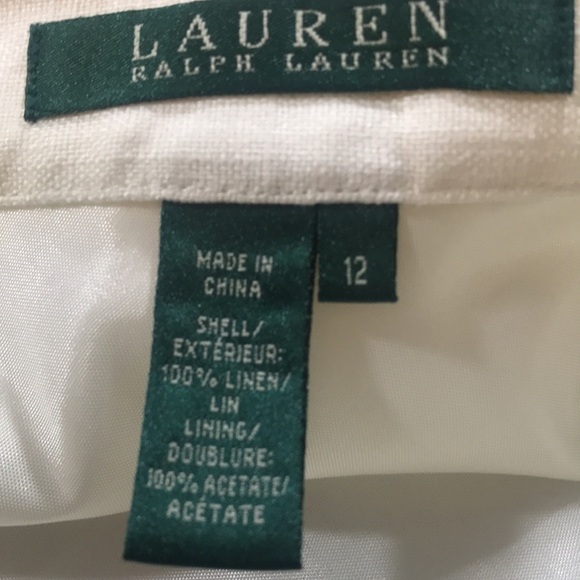 Lauren Ralph Lauren Vintage Off-White A-Line Linen Skirt with Rhinestone Belt - Picture 4 of 9